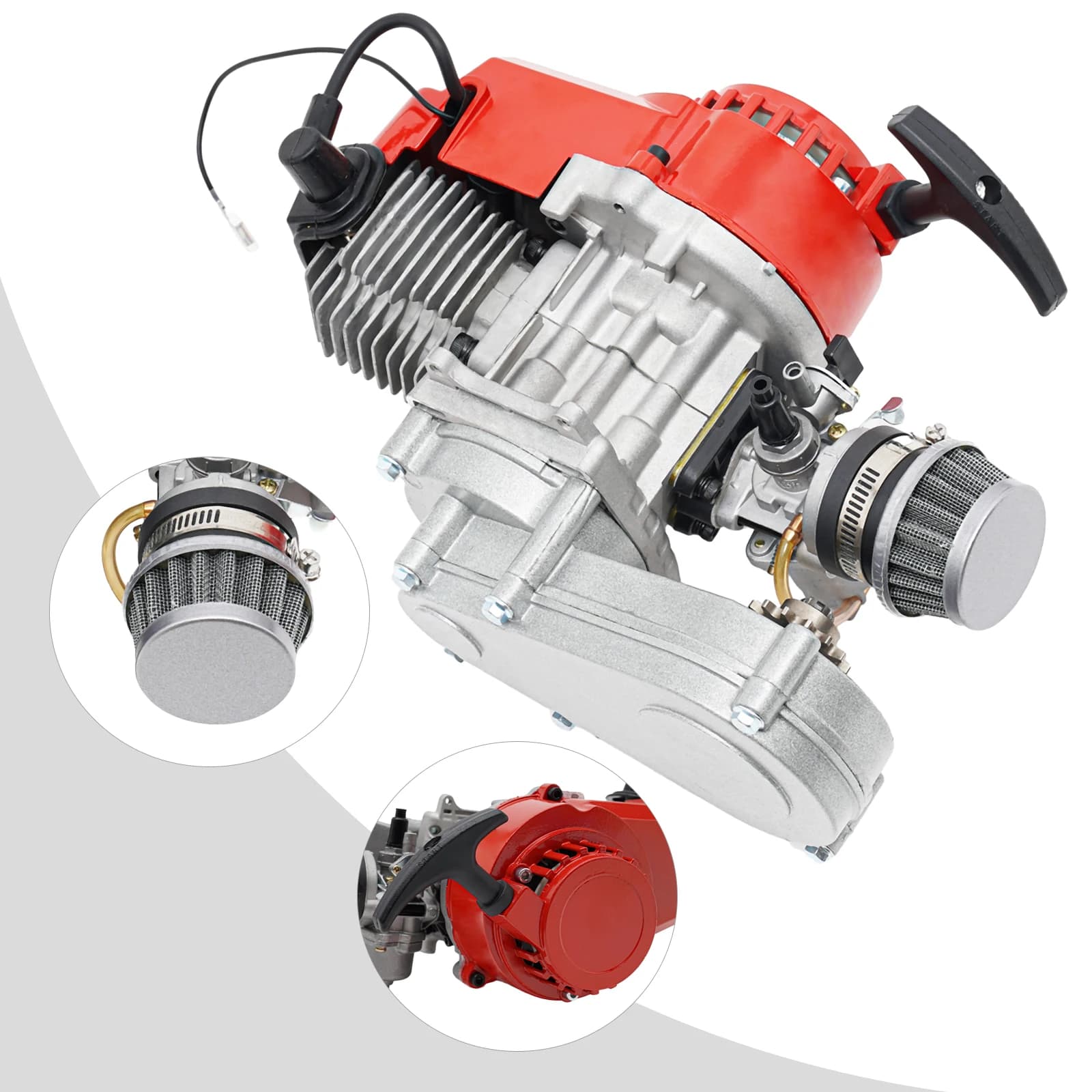 Motor 49CC to 2 times Motor Air Cooling Pull rope Starter motor with gearbox Air filter for Mini Dirt Bike ATV Quad Bike Scooter