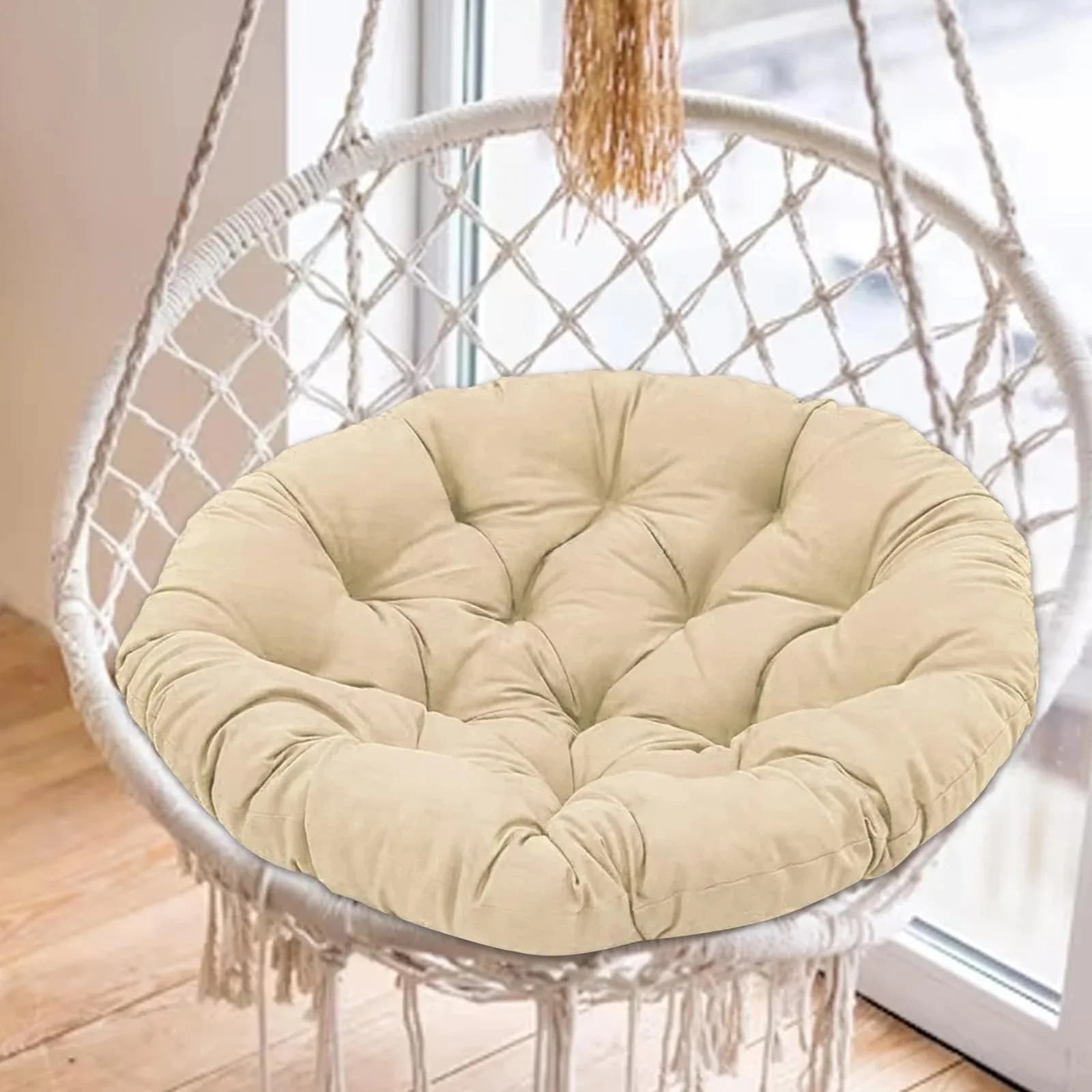 Cuscino per sedia Papasan rotondo da 20 pollici Cuscino per sedia a forma di uovo spesso Tappetino per sedia sospeso da giardino per accessorio camera da letto da cortile