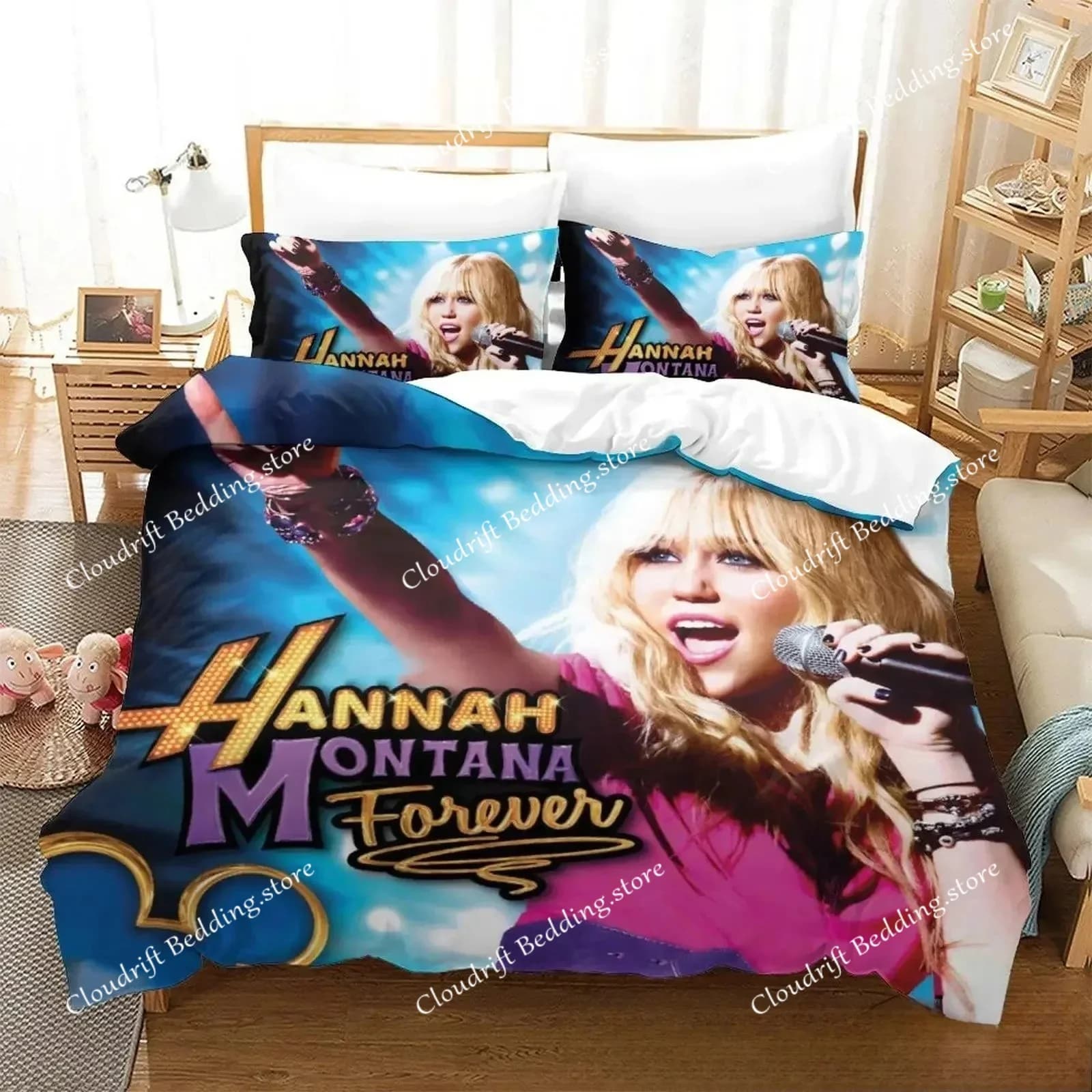 Nuovo set di biancheria da letto Hannah Montana, set di biancheria da letto singolo, matrimoniale, queen size, king size, set copripiumino per camera da letto per adulti e bambini, copripiumino 3D