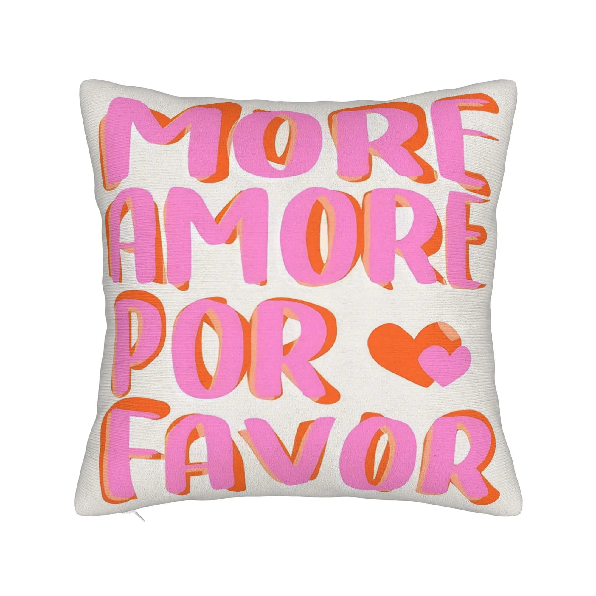 1pc More Amore Por Favor Slogan Printed Throw Pillow Cover,Suitable for Sofa,Bedroom,Living Room,a Heartwarming Gift for Lovers.