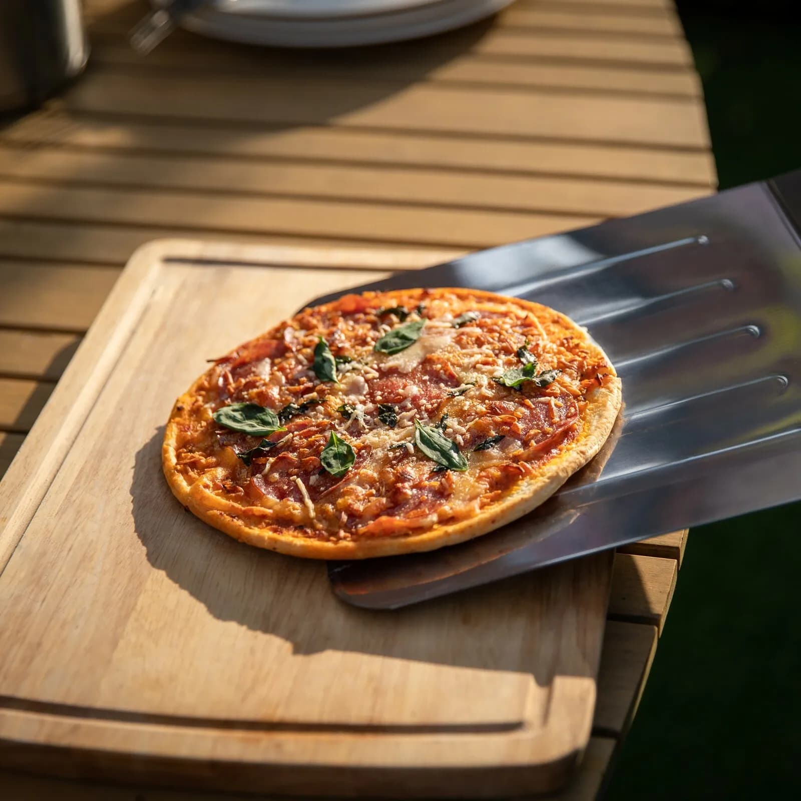Set di 2 Utensili per Pizza Royal Gourmet: Pietra per Pizza Rettangolare da 15 Pollici e Pala