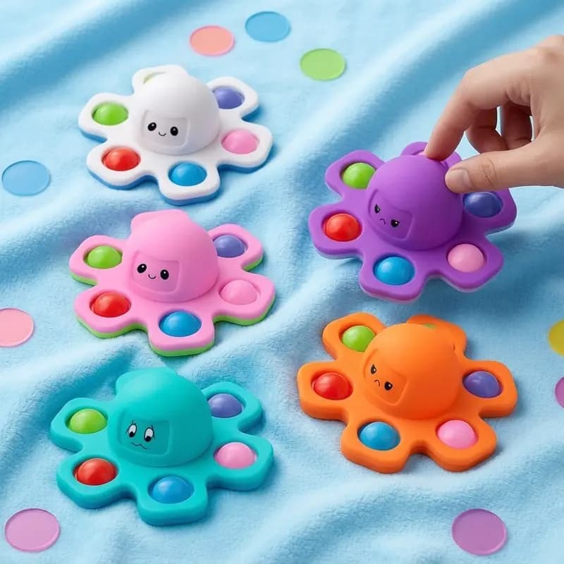 Giocattolo Antistress in Silicone Colorato a Forma di Polpo con Bolle Cambia-Faccia per Alleviare Ansia e Stress, Regalo Sensoriale per Adulti e Bambini
