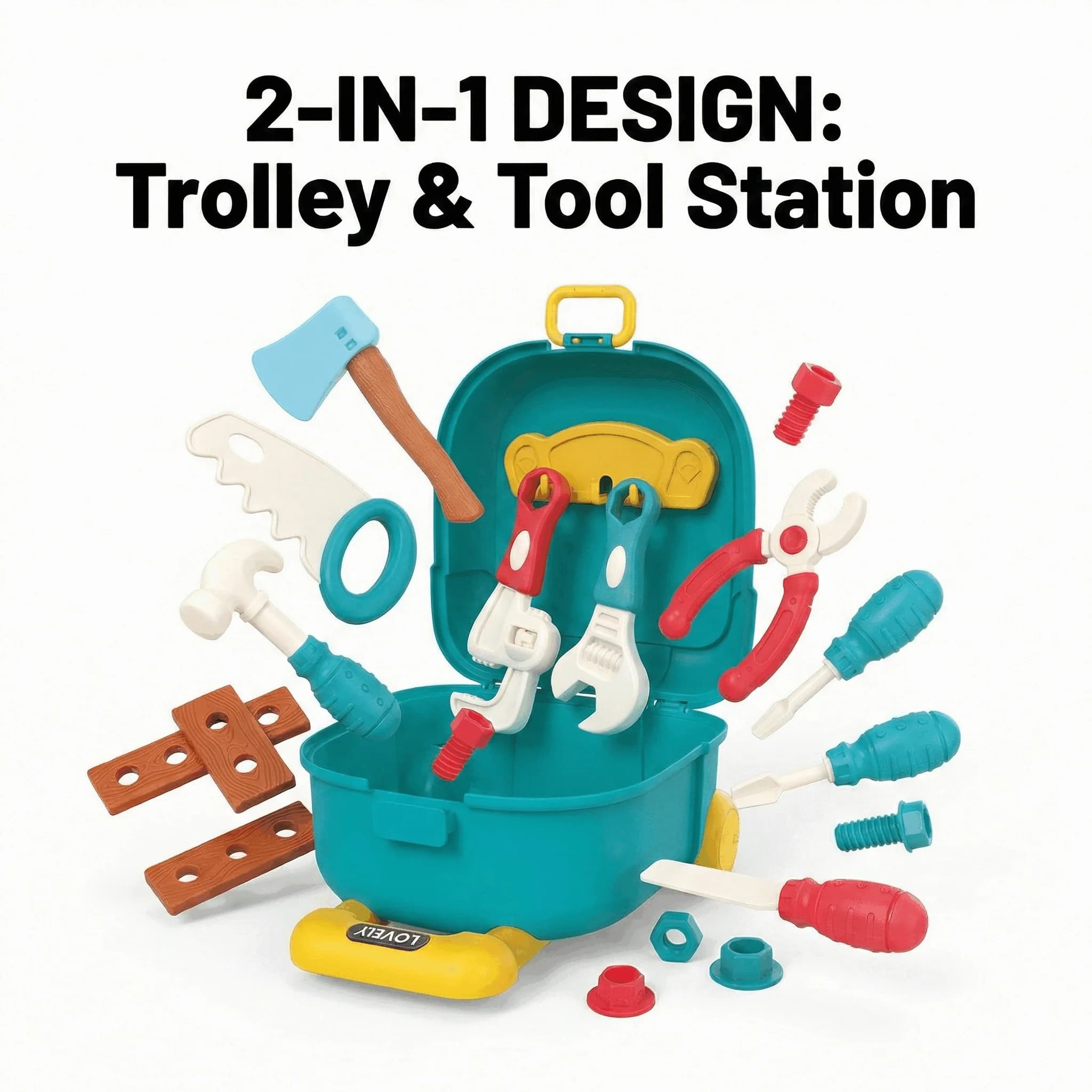 Set di attrezzi per riparazioni domestiche per giochi di ruolo per bambini, valigetta portatile interattiva genitore-figlio con puzzle e funzione di archiviazione