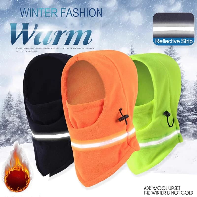 Warm cycling winter sunshine man woman ski hood in polar fleece reflective safety mask anti-wind hiker outdoor headdress
