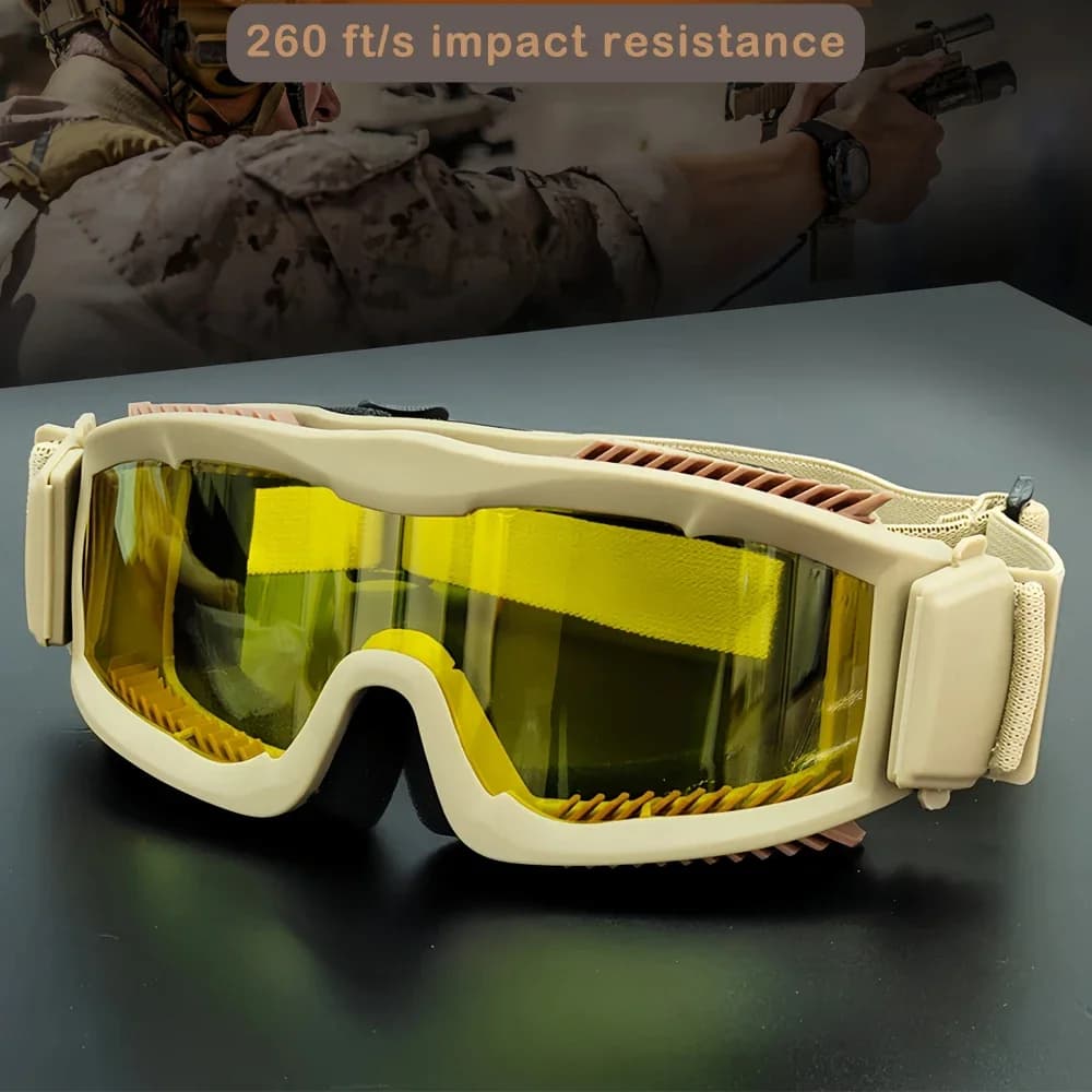 Triple Lens Tactical Safety Glasses 260ft/s Impact-Resistant UV400 Paintball Goggles for CS Game Ski Glasses Masque Motocross