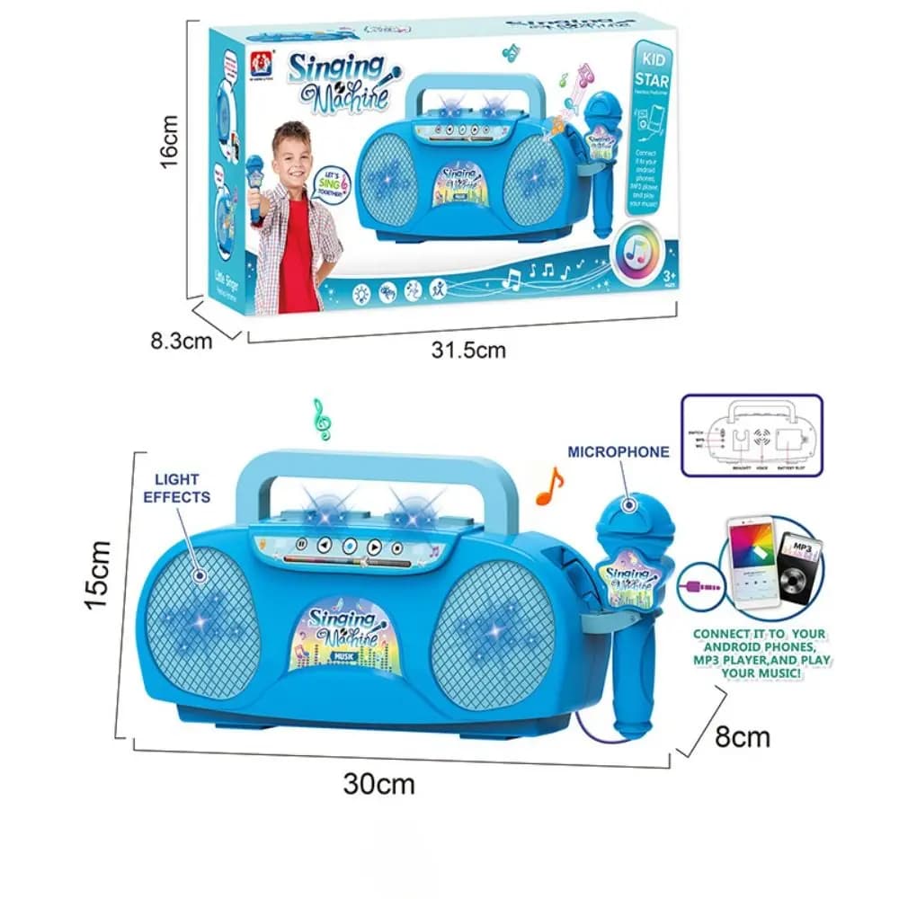 Microfono per macchina da canto per karaoke per bambini con luci Giocattolo portatile per bambini Strumento musicale educativo Regalo per ragazze Ragazzo