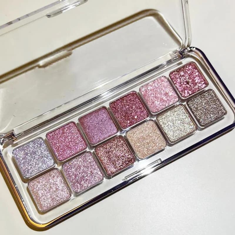 Sparkle Eyeshadow Palette Peach Gold Orange Diamond Shiny Glitter Pearl for Kids Student Cute Makeup
