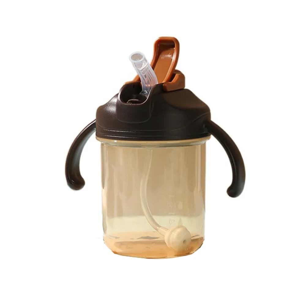 Bottiglia d'acqua per bambini a prova di perdite Tazza portatile con cannuccia per bambini resistente alle cadute Doppia maniglia anti-gonfiore