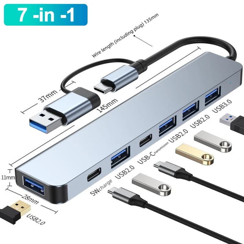 4K30Hz USB C Docking Station Type C HUB USB C Splitter Laptop Adapter for Macbook Air M1iPad Pro RJ45 USB 3.0 HUB PC Accessories