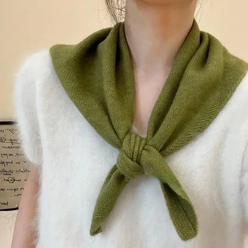 Sciarpa triangolare lavorata a maglia in lana stile coreano Foulard da donna Sciarpa lavorata a maglia Sciarpa lavorata a maglia calda multifunzionale