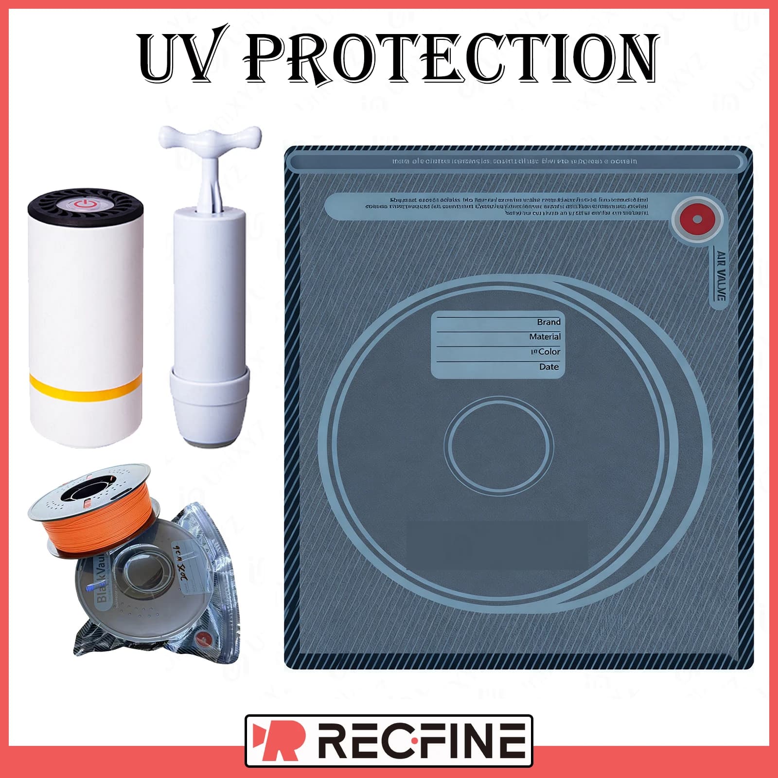Black Upgrade Filament Vacuum Bag for 3D Printer Compatible with PLA ABS TPU PETG, UV Protective Sealing Bag, Moisture-proof Bag