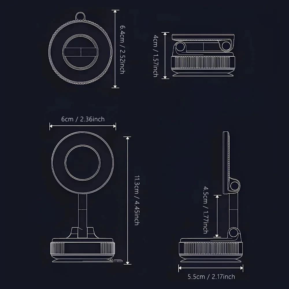 Supporto Magnetico per Telefono da Auto 2026 NUOVO, Multifunzionale con Adsorbimento a Vuoto, Estensibile e Pieghevole a 360° ° Supporto di Navigazione Girevole