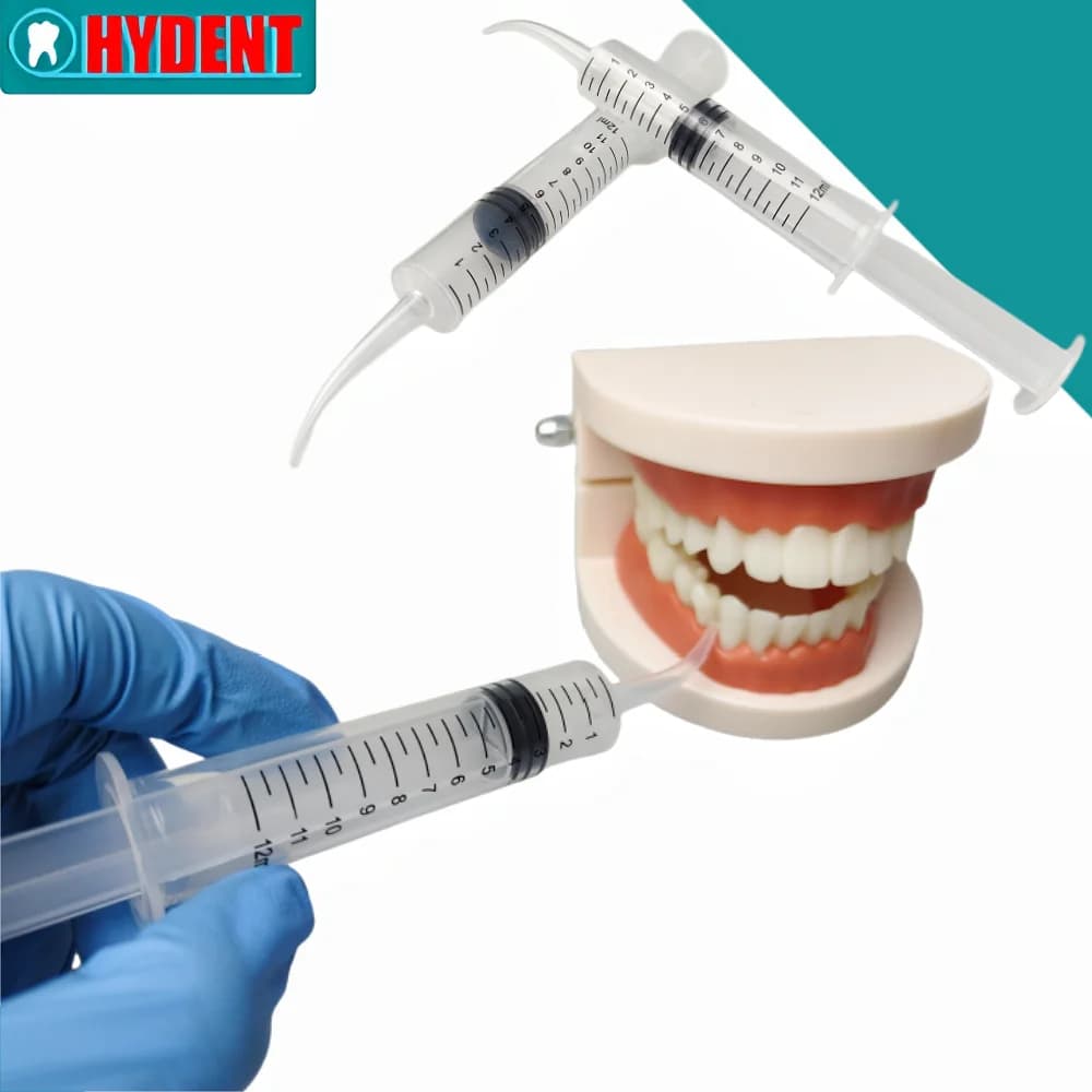 5 pezzi di siringhe per irrigazione dentale da 12 ml con punta curva, trasparenti, per la cura orale, strumento per lo sbiancamento dei denti