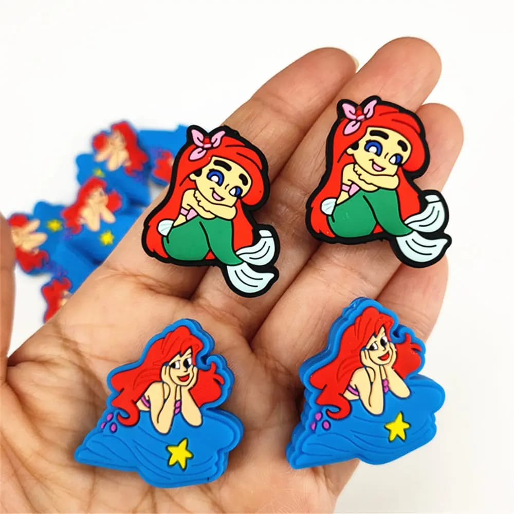 10 pezzi di perline in Silicone per sirenetta modello di cartone animato perline per massaggiagengive per uso alimentare BPA Free accessori per clip a catena per ciuccio fai da te