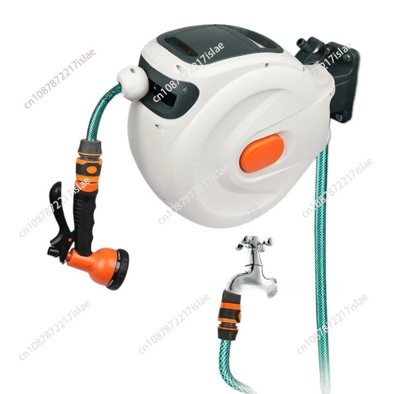 Automatic 30m household pipe fitting, water pipe rack, high pressure car washing, water gun, gardening hose, irrigation, self-washing