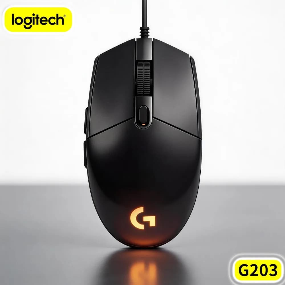 Logitech G203 Wired Gaming Mouse Comfortable Long‑Hour Use Tunable RGB Anti‑Slip Base USB For Notebook
