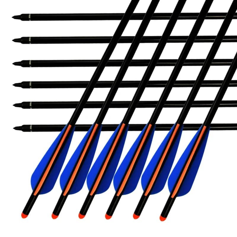 6/12 pz/lotto Freccia per Balestra in Alluminio da 18 Pollici, 1 Alette in Plastica Arancioni 2 Alette in Plastica Blu per Tiro con l'Arco Sportivo all'Aperto Caccia Tiro a Segno