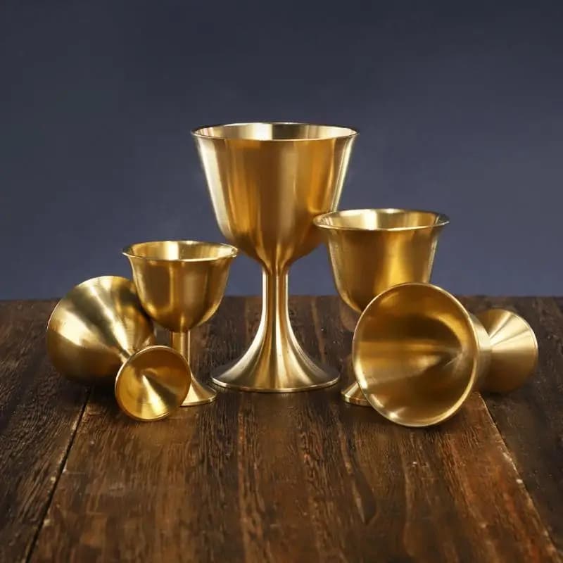 New 1pcs S/M/L Vintage Brass Mug Red Wine Glass Good Gloss Copper Portable Smooth Edge Water Beer Cup Drinkware For Party Bar