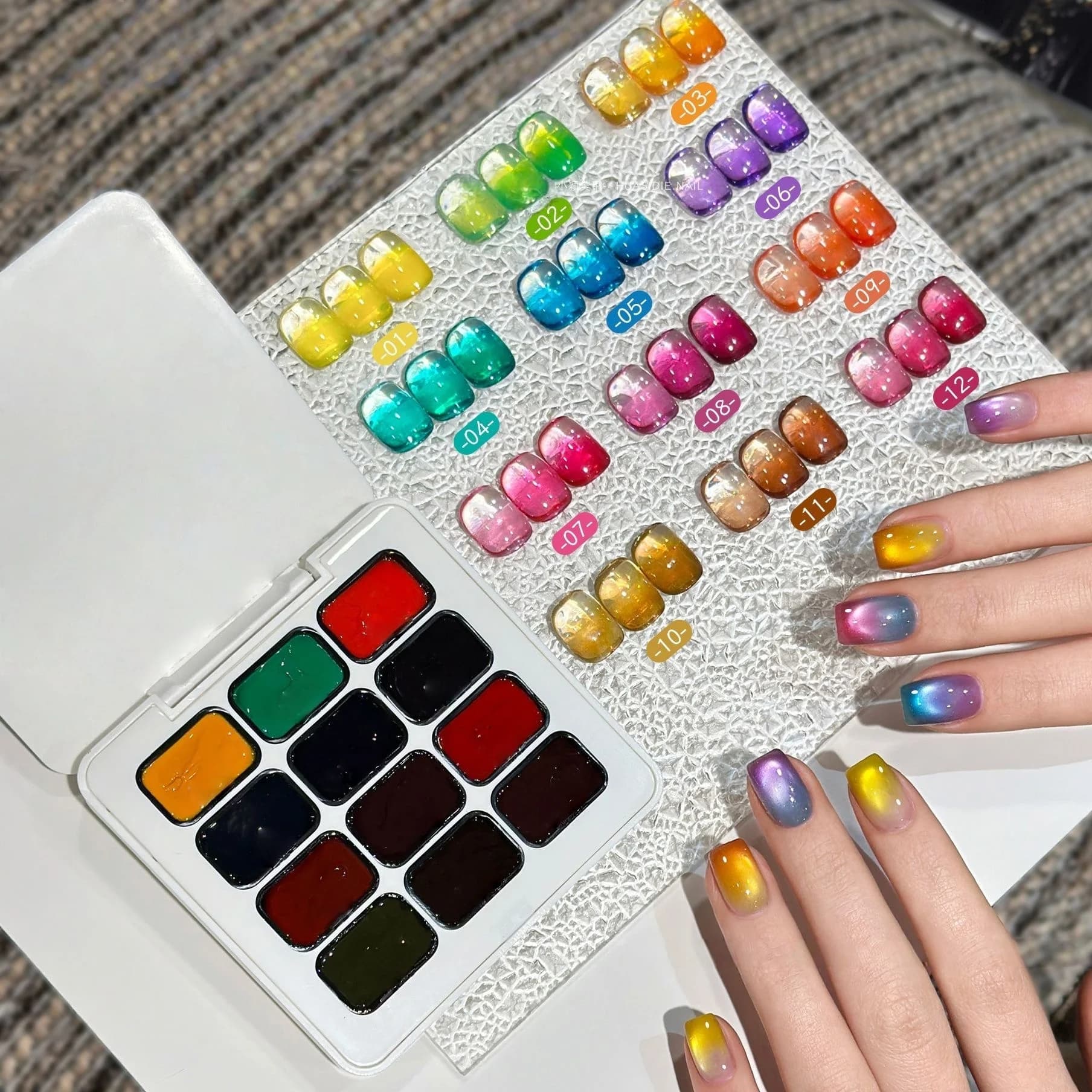 High transparency solid nail sticker in 12 colors, Dopamine manicure kit, high saturation brilliance, LED manicure, perfect gift
