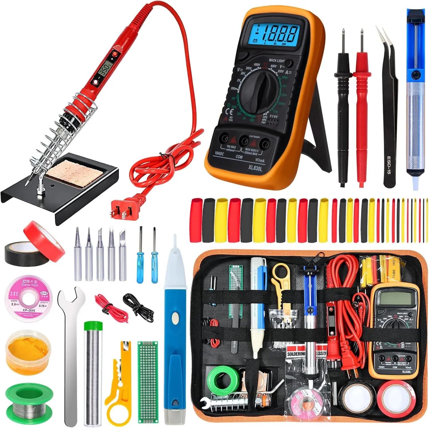 80W LCD Digital Slipper Kit with Adjustable Temperature, Quick Heating Ceramic Design, 24 Tool Set