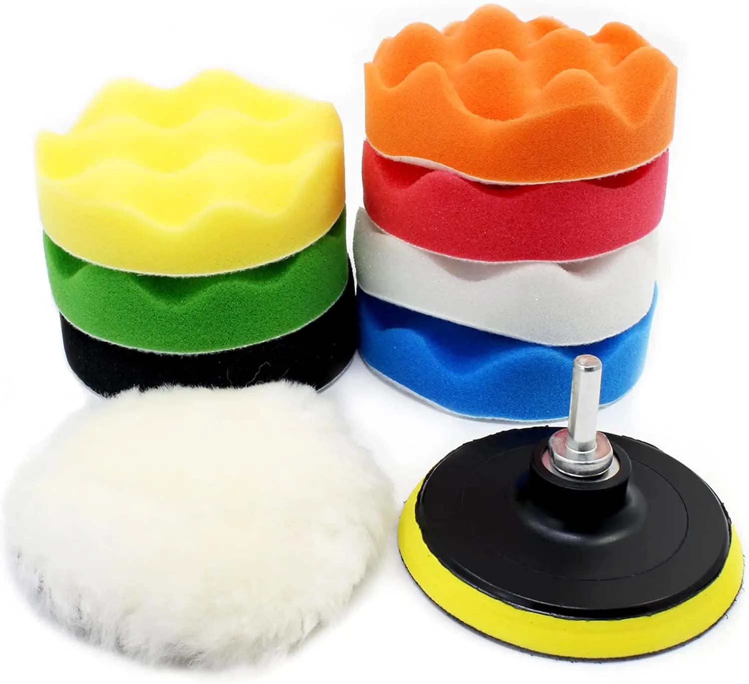 Kit tampone per lucidatura per auto da 10 pezzi 4' con adattatore M10 per tampone, ceratura e vetri