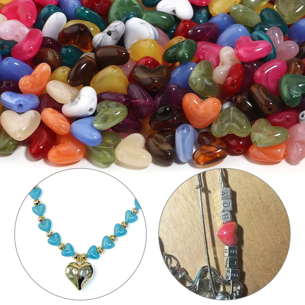 20pcs double Colour Heart Beads Shape Acrylic Beads For Jewelry Making DIY Handmade Wholesale Bracelet Beads Accessories
