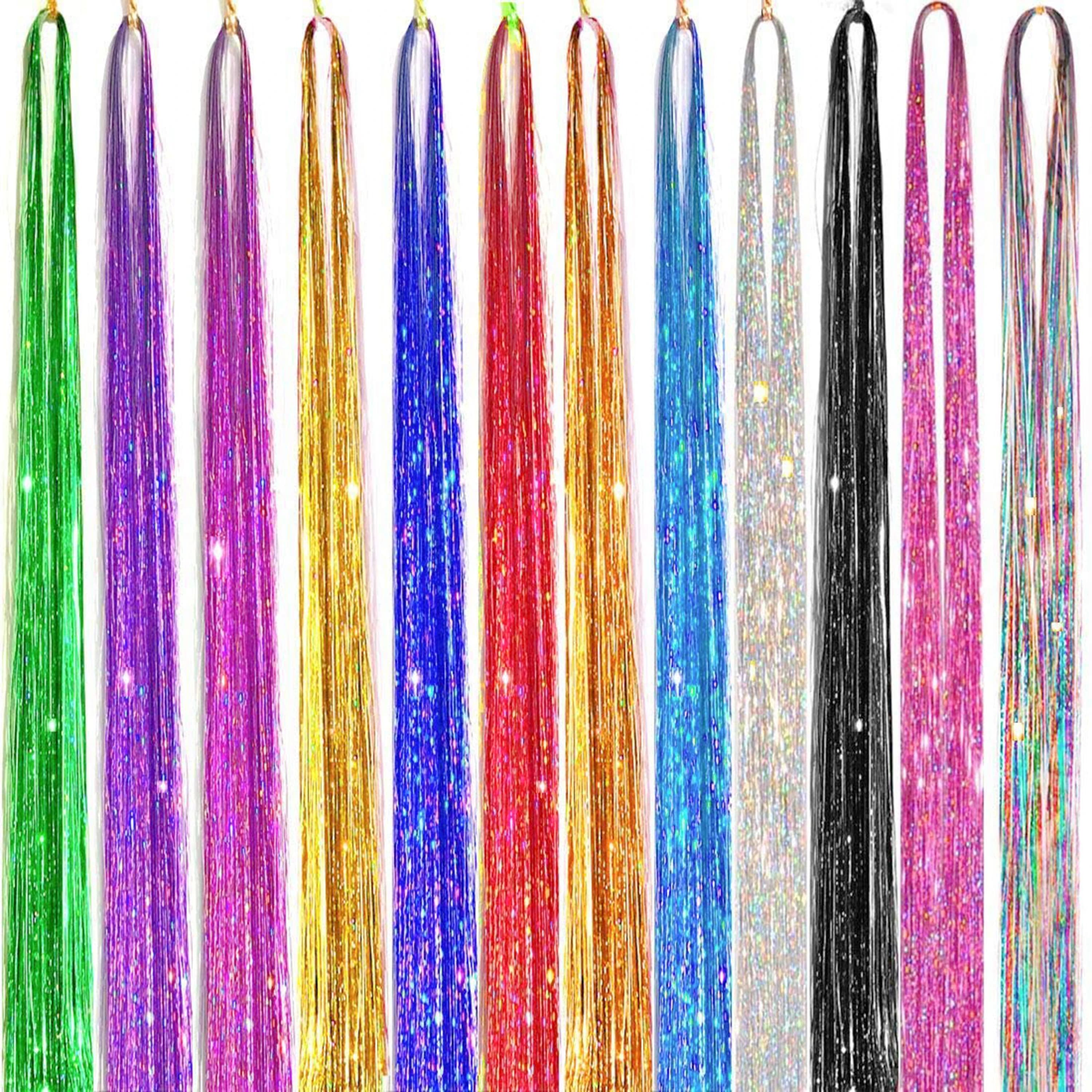 1 Pz Sparkle Shiny Hair Tinsel Hair Extensions Damage women Hippie to braid the headdress Tools to braid hair Longs 100 cm