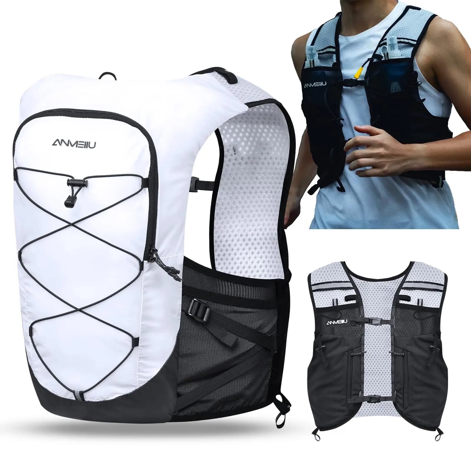 Tactical Moisturizing Backpack Trail Running Vest Pack Pouch Adjustable Waterproof Bicycle Bag for Marathon Race Cycling Hiking