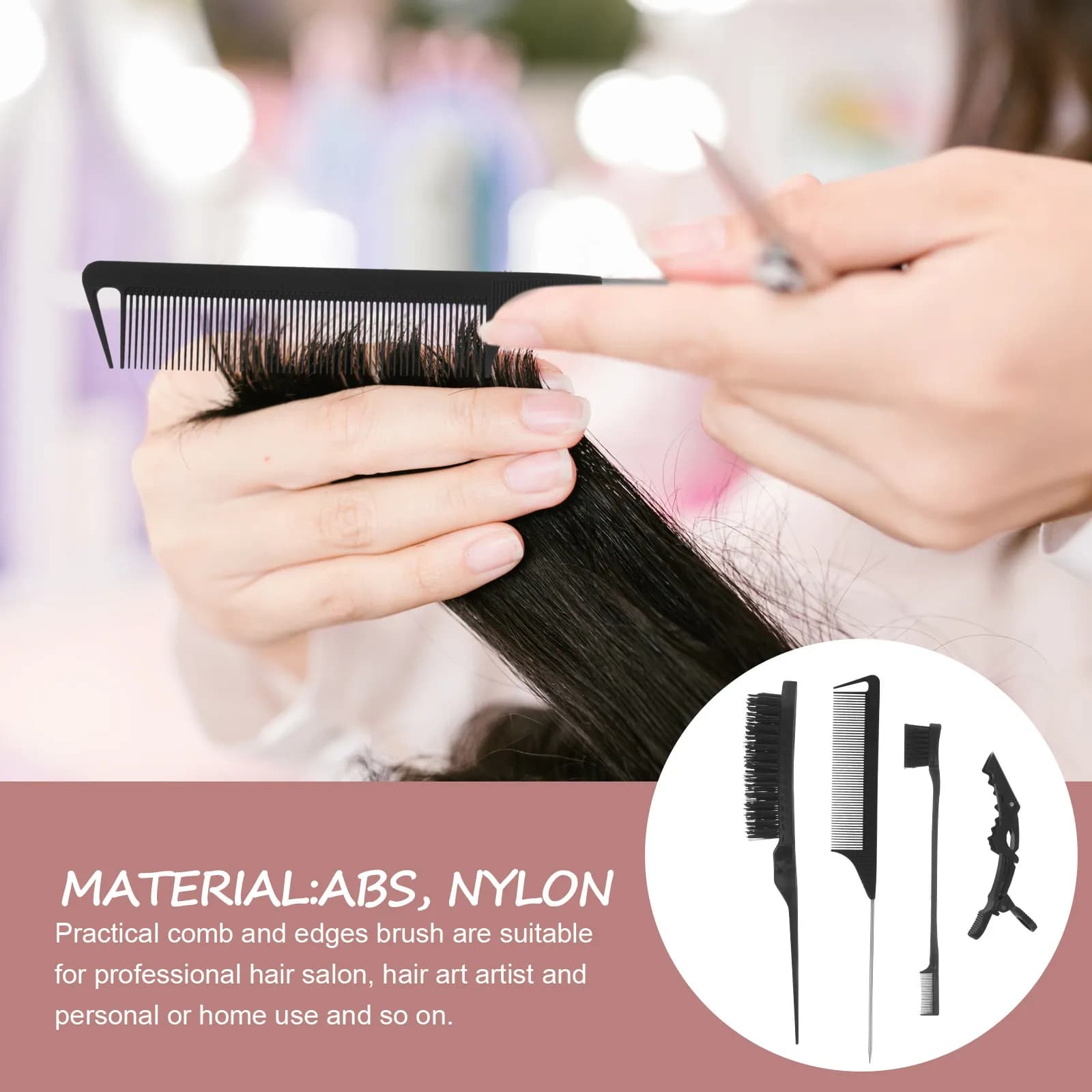 Set di 1 pettine per capelli, pettini robusti per acconciature, spazzola per bordi, strumenti professionali da salone a doppia faccia per uomo e donna, pettini da barbiere