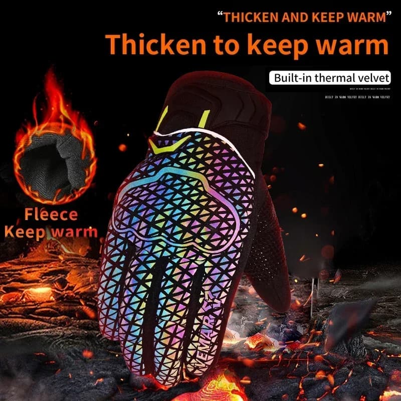 Guanti da Moto VEMAR Invernali e Autunnali, Caldi, Colorati, Riflettenti, Impermeabili, per Ciclismo e Motocross