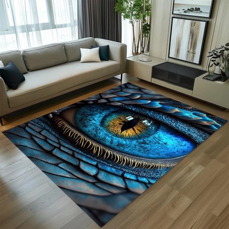 Fiery Dragon Eye Non-Slip Area Rug, Fantasy Themed Carpet for Dark Academia and Gothic Decor