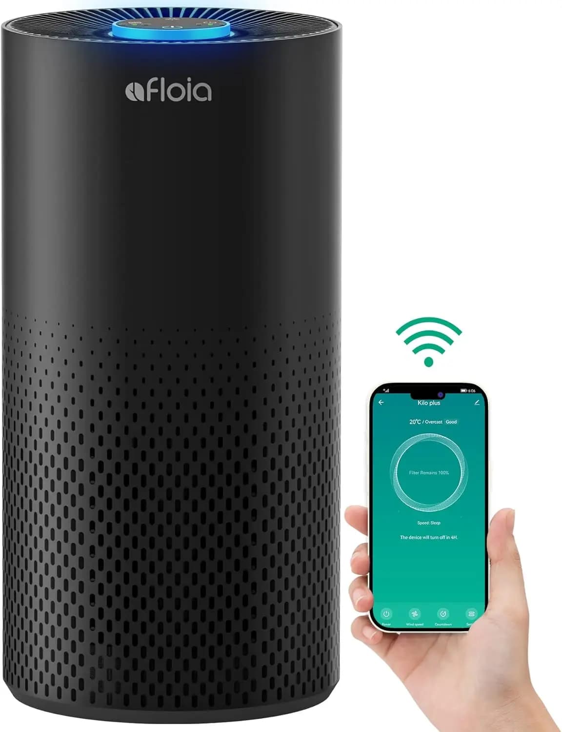 Purificatore d'Aria Intelligente per Camera da Letto, WiFi 2.4GHz, Filtro 3-in-1, Compatibile con Alexa e Google Assistant