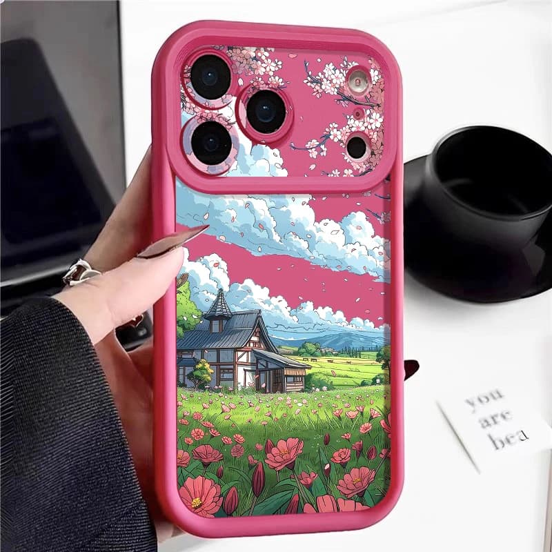 Landscape Pattern Phone Case For iPhone 18 Pro Max 18 17 16 15 14 13 Pro Max 17e 16e Shockproof TPU Silicone Soft Cover Fundas