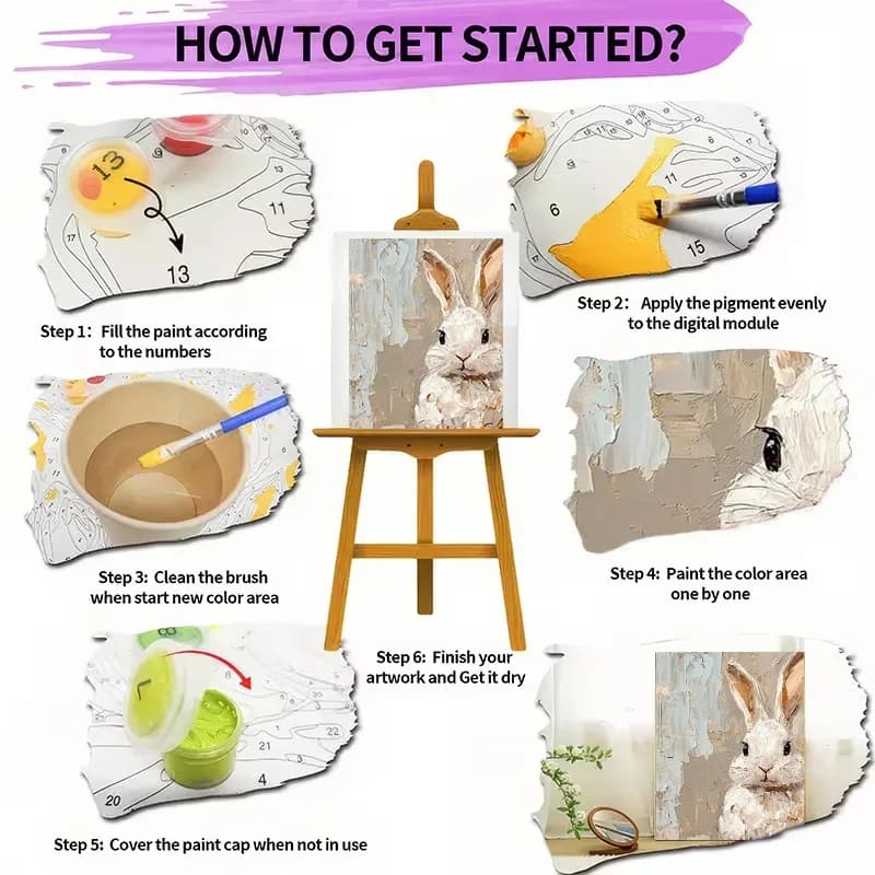 Professional Art Use, Beginner DIY Paint by Numbers Kit - Includes Canvas, Acrylic Paste Pigments, Canvas, 3pcs Brushes, and Ins