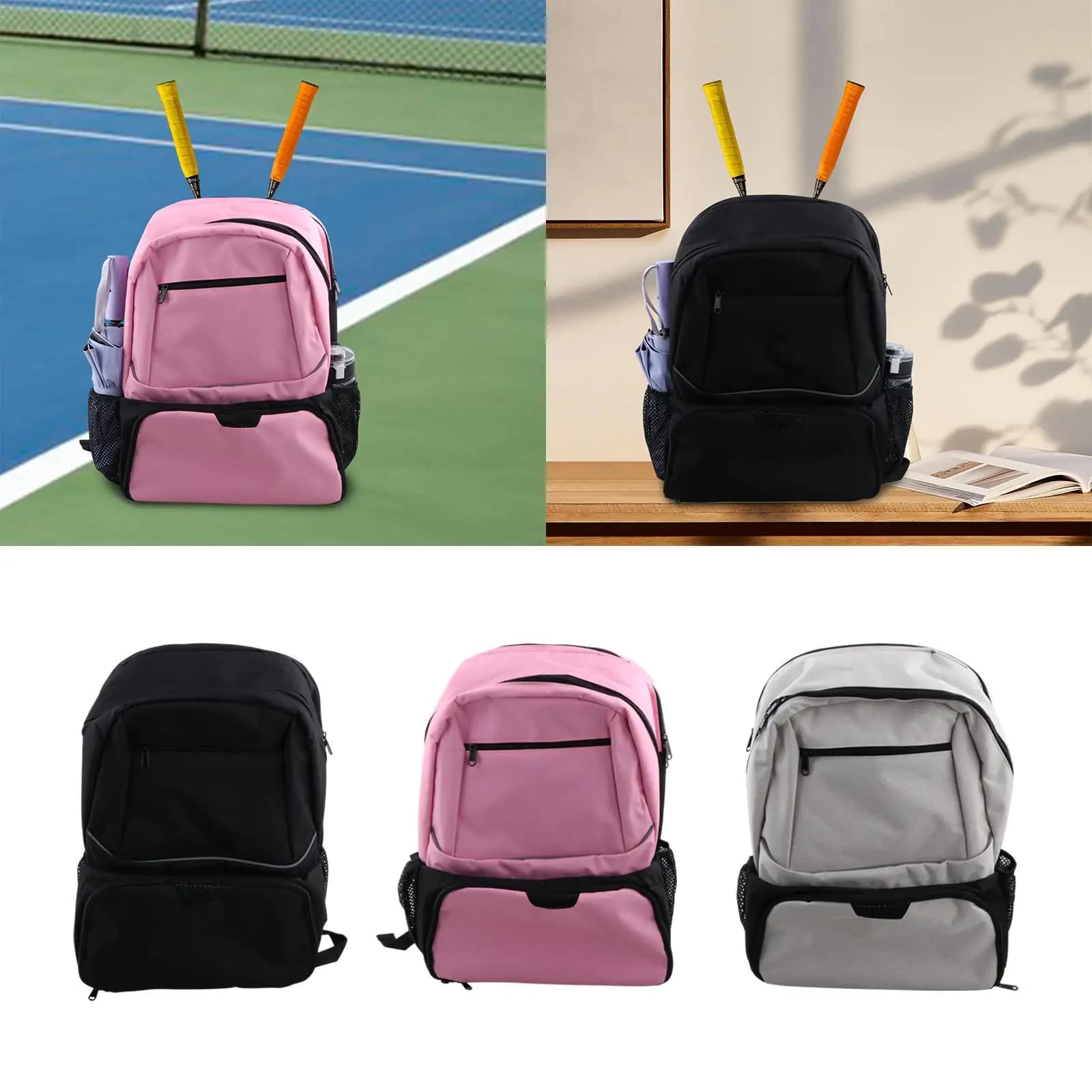 Zaino per Badminton, Borsa Porta Racchette da Tennis con Scomparto per Scarpe, Tracolla Traspirante per Racchette Peak Ball