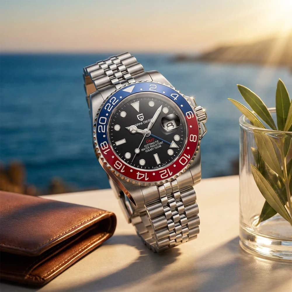 Nuovo Orologio Automatico Meccanico di Lusso PAGANI DESIGN 2026 da Immersione GMT Pepsi per Uomo, Lunetta Rossa Blu, Impermeabile 100M, Luminoso, Bracciale Jubilee in Acciaio Inossidabile, Business Sportivo, Reloj Hombre + CONFEZIONE REGALO