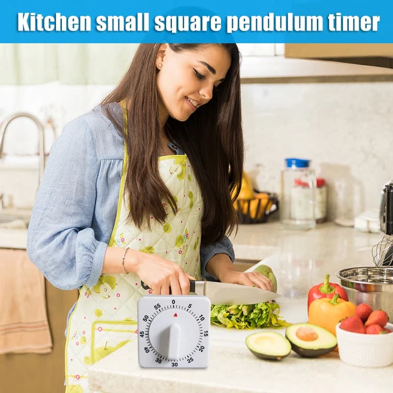 Timer quadrato da cucina 60 minuti promemoria Timer analogico per cucina Timer quadrato croccante cucina Timer analogico 60 minuti