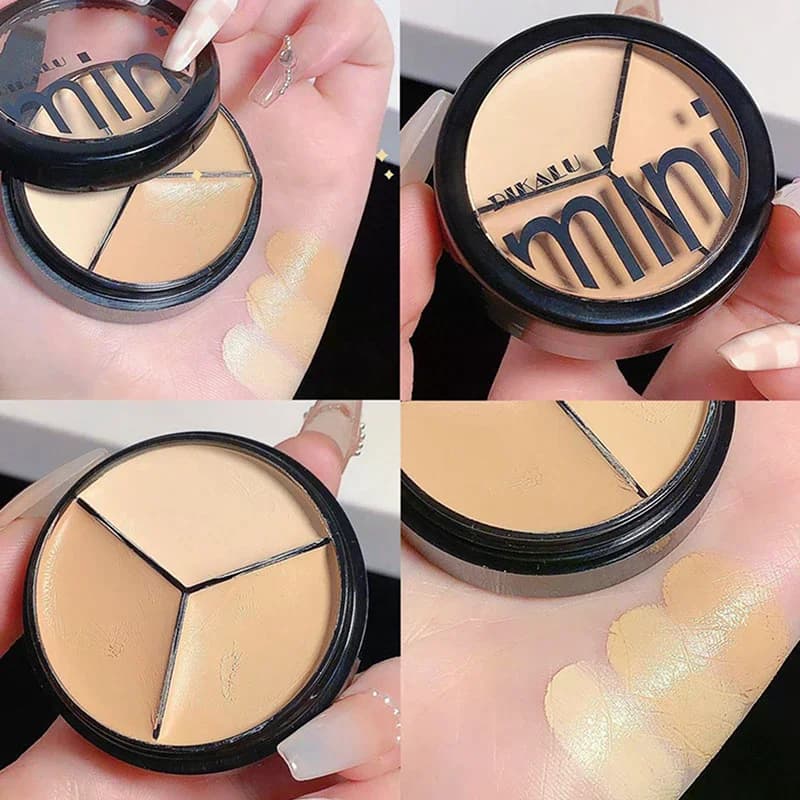 DIKALU 6.5g Natural 3-Color Concealer Palette Cover Dark Circles Acne Pores Creamy Concealer Face Brightening Liquid Foundation