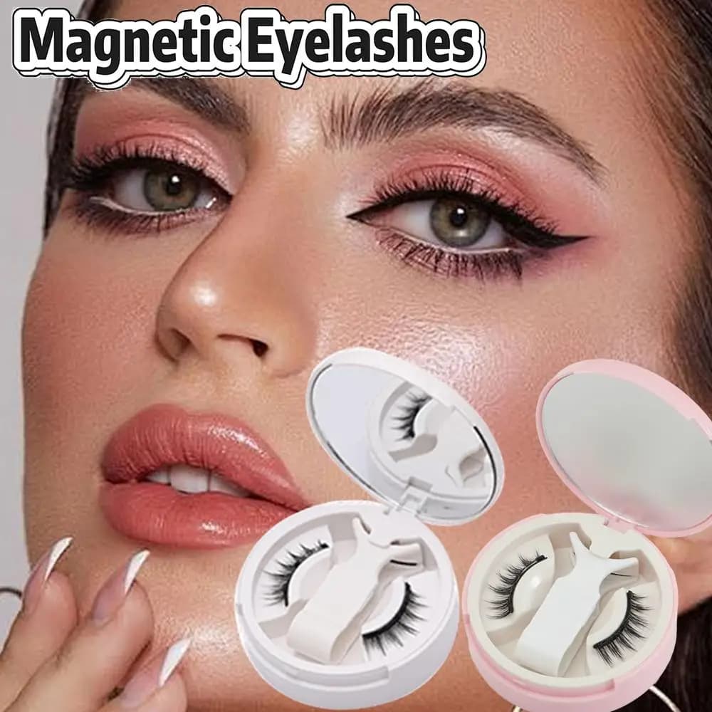 Finte Magnetic Eyelashes Effect Fox Eyes, 3D Complete Set Reusable European and American Style, Easy to Apply