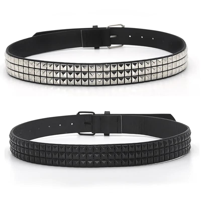 Cintura con rivetti alla moda Cintura con borchie da donna da uomo Punk Rock con fibbia ad ardiglione Drop Shipping Nero