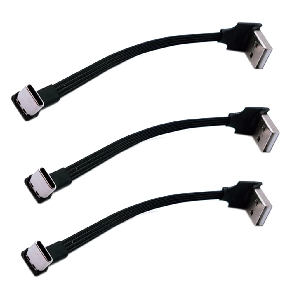 Cavo dati di ricarica da tipo C piatto a USB a gomito da tipo C maschio Versione 2.0 connettore gomito cabina a nastro flessibile ad angolo sinistro e destro