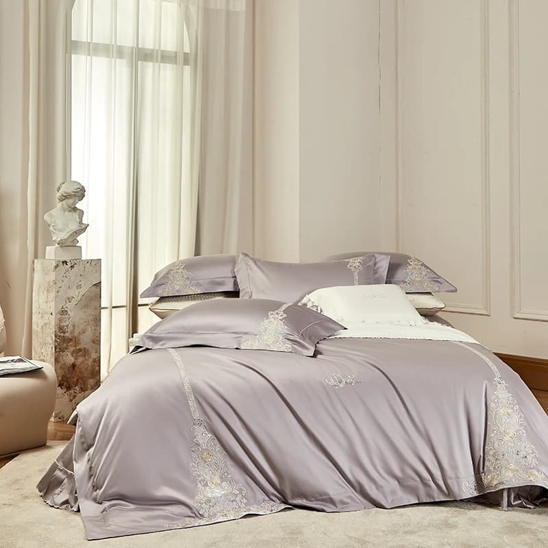 4 pezzi Premium morbido cotone egiziano chic ricamo set biancheria da letto matrimoniale Queen King copripiumino lenzuolo/fodera federe