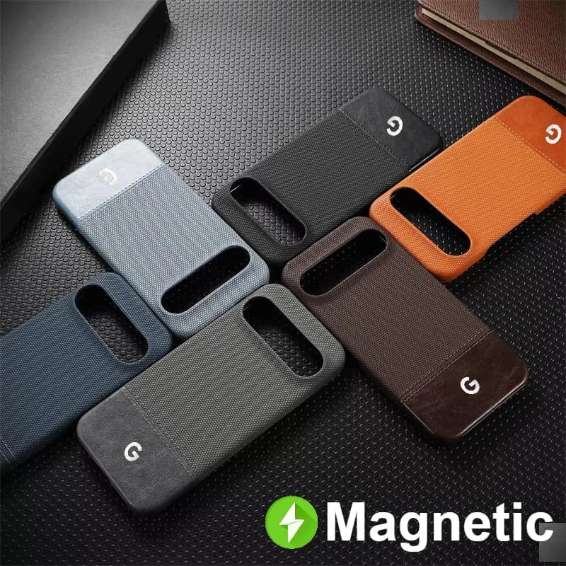 Custodie per telefoni con texture di giunzione in pelle PU aziendale per Google Pixel 10 9 8 Pro XL 8a Cover anti-shock con ricarica wireless magnetica