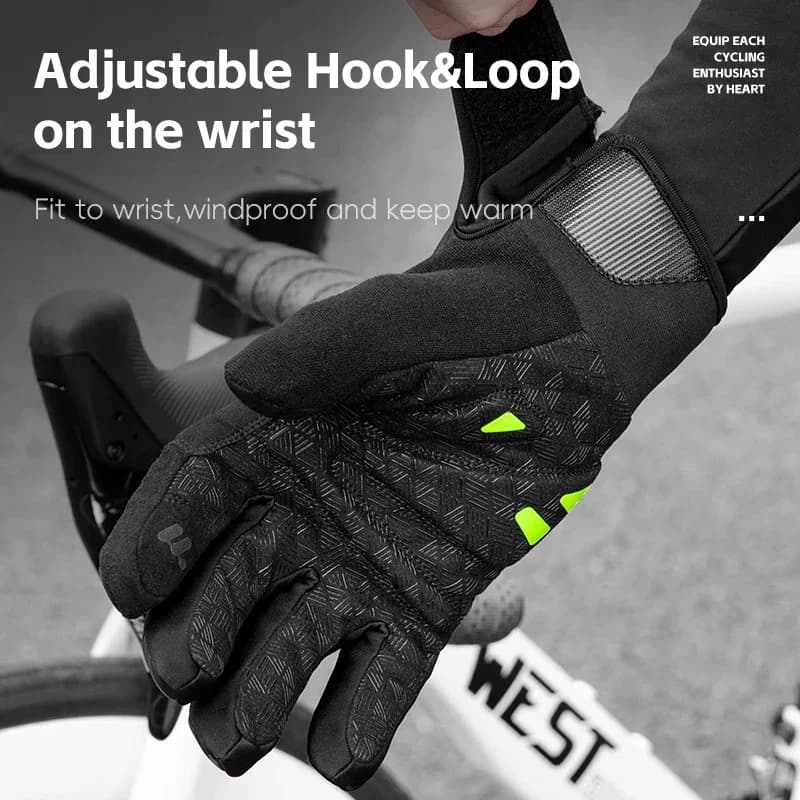 WEST BIKING Guanti da ciclismo invernali da uomo Touch screen antiscivolo con dita intere Guanti resistenti all'acqua per bici da strada MTB Attrezzatura sportiva termica