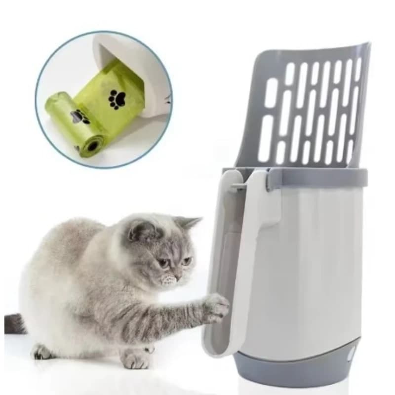 Paletta per lettiera con sacchetto di ricambio per la pulizia del lettiera autopulente e la raccolta dei rifiuti dei gatti, accessori per gatti