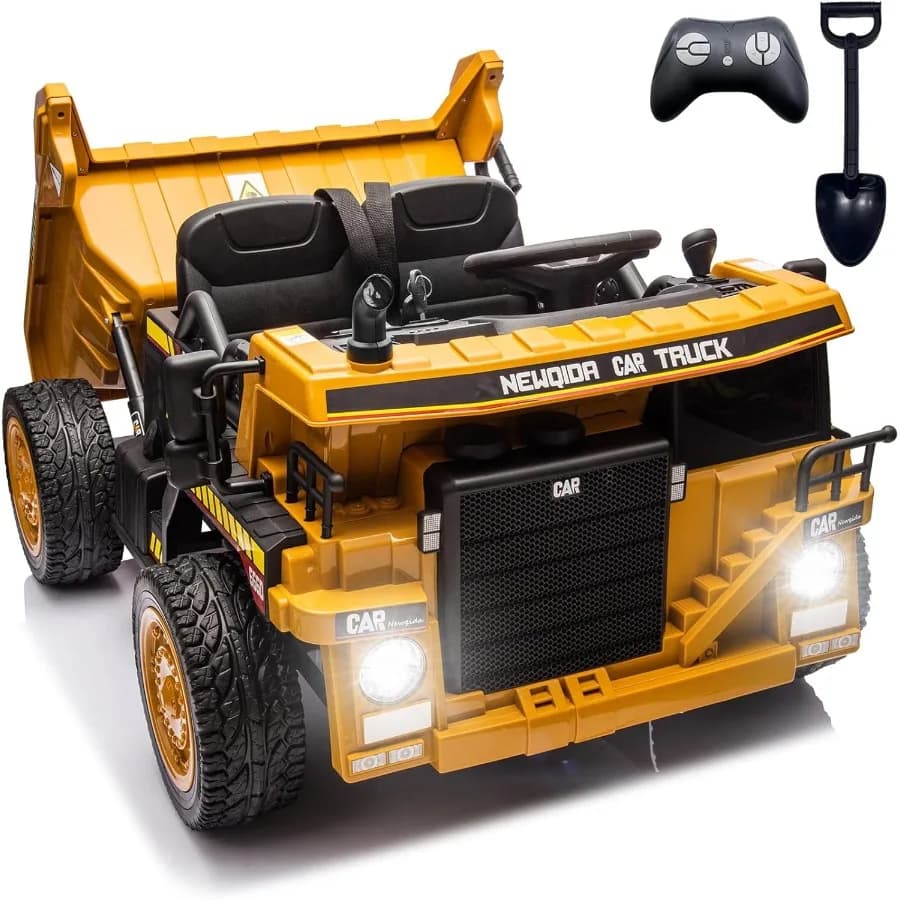 Camion ribaltabile da 24 V, auto elettrica per bambini con telecomando, cavalca su veicoli da costruzione con letto ribaltabile elettrico e Sh extra
