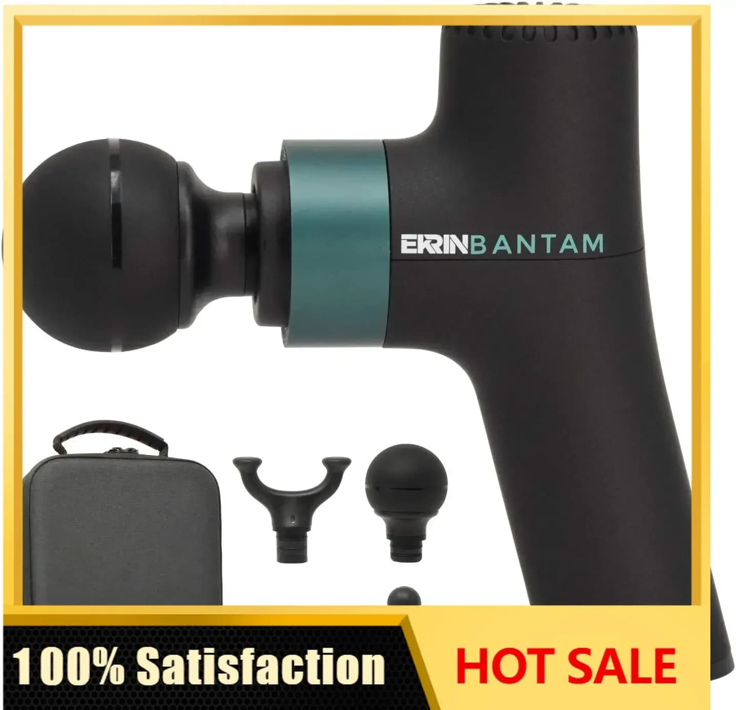 Bantam Mini Massage Gun - Compact Deep Tissue Muscle Massager with Adjustable Speeds & 4 Attachments - Long Battery Life
