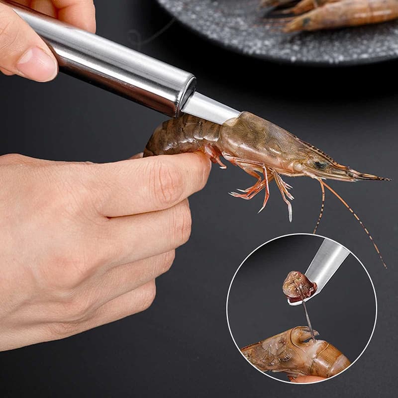Taglialine per gamberetti in acciaio inossidabile, pesce rosmarino, pelapatate per gamberetti, strumenti compatti e leggeri per granchi e pelapatate per gamberetti, utensile da cucina