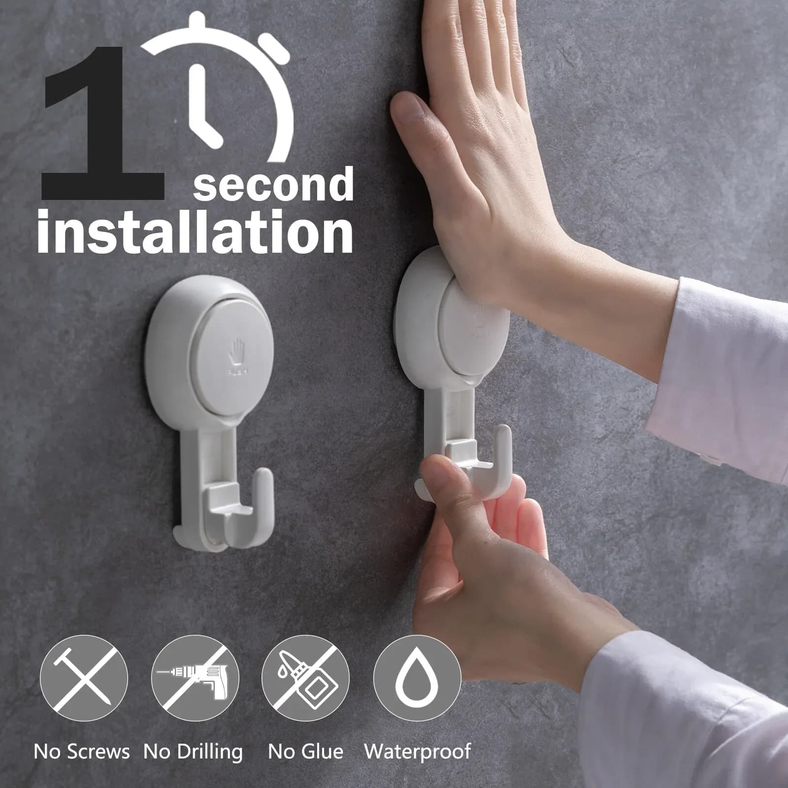 Ganci a ventosa 4 pezzi Appendiabiti resistente Appendiabiti per doccia facile da installare per bagno cucina hotel senza ganci di perforazione