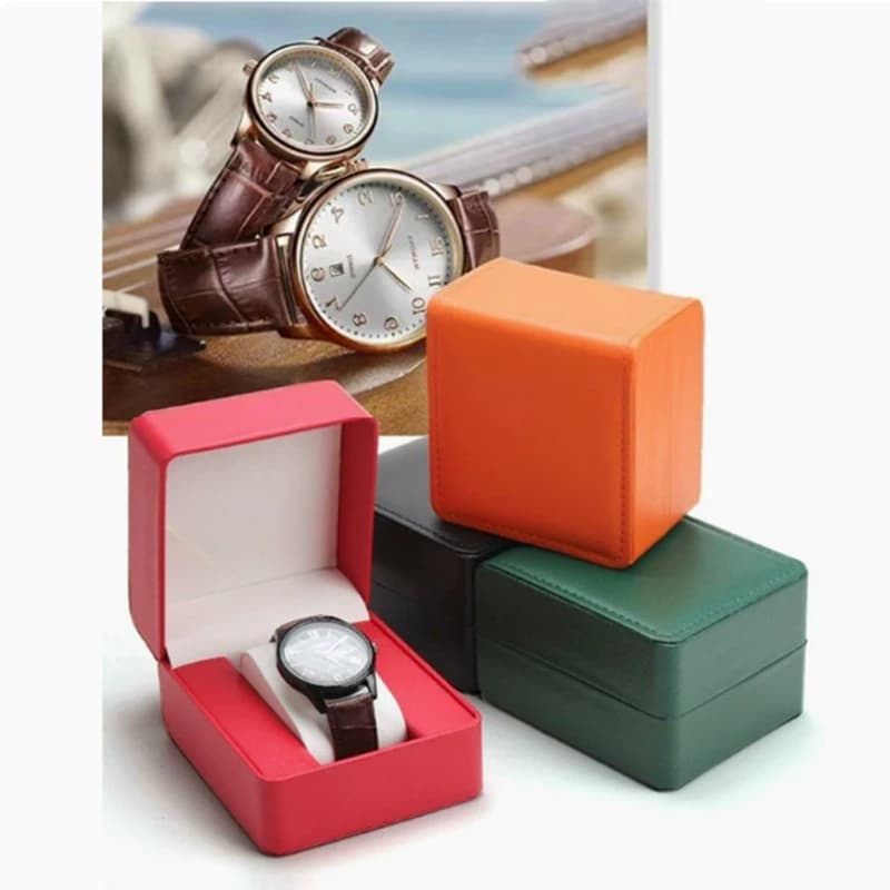 PU Leather Watches Box with Rounded Angles and Bouncy Cover - Practical Display and Watches Container